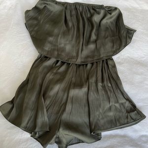 Olive Green Strapless Romper
